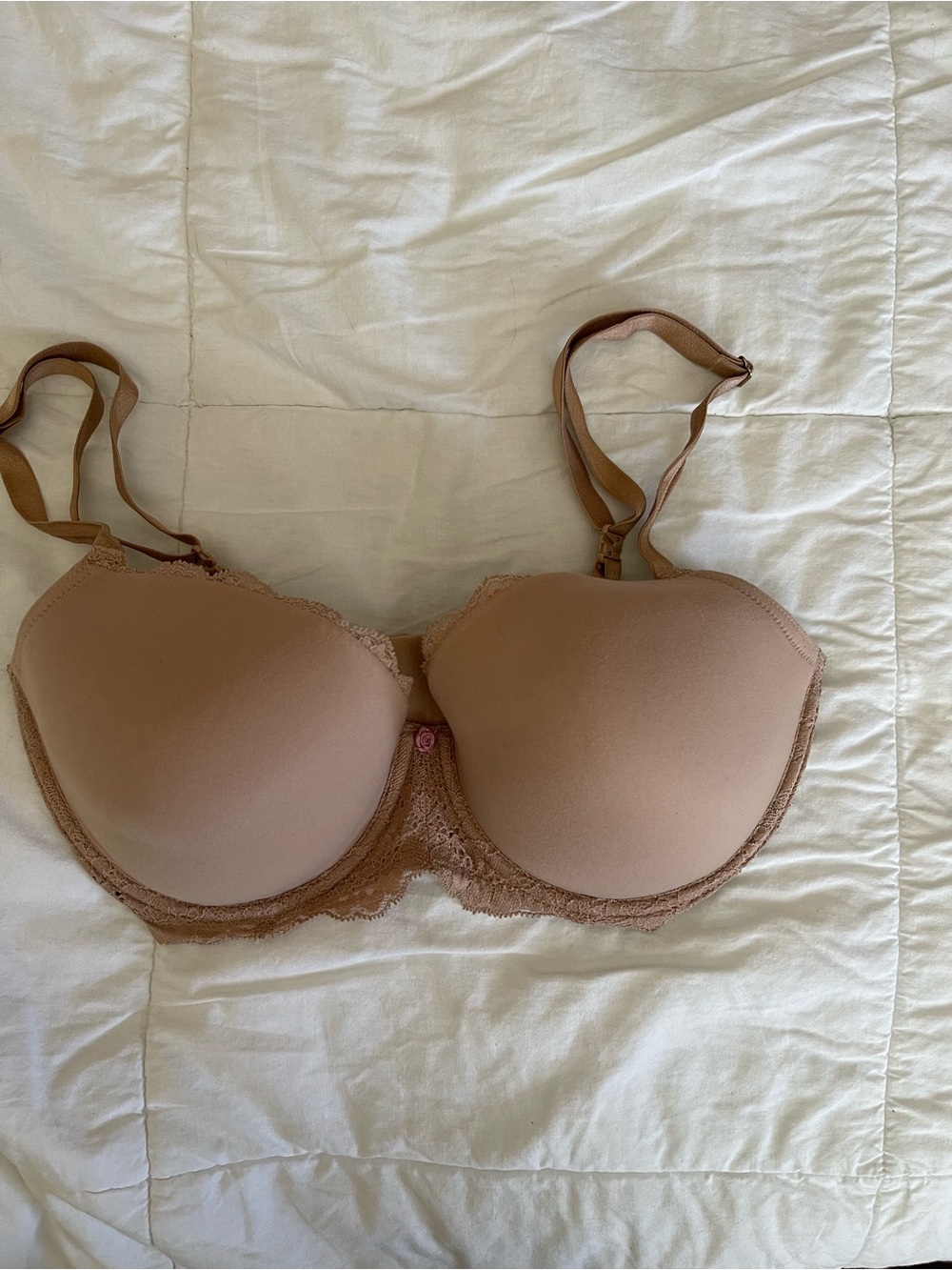 Victoria's Secret Tan Lace-Trim T-Shirt Bra